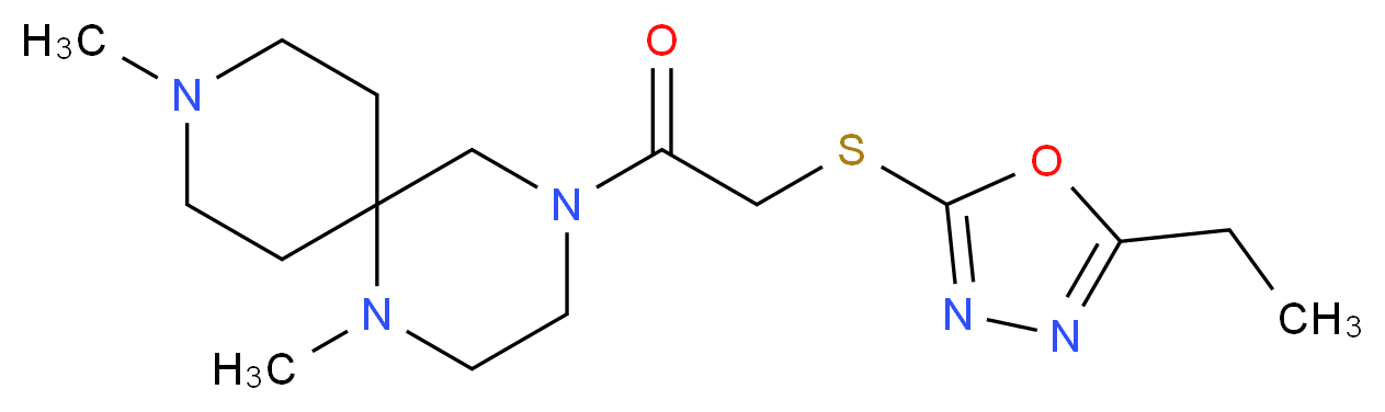 4-{[(5-ethyl-1,3,4-oxadiazol-2-yl)thio]acetyl}-1,9-dimethyl-1,4,9-triazaspiro[5.5]undecane_分子结构_CAS_)