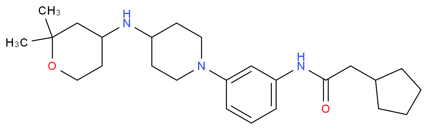 2-cyclopentyl-N-(3-{4-[(2,2-dimethyltetrahydro-2H-pyran-4-yl)amino]-1-piperidinyl}phenyl)acetamide_分子结构_CAS_)