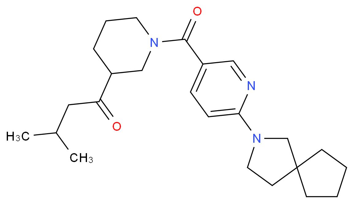 1-(1-{[6-(2-azaspiro[4.4]non-2-yl)pyridin-3-yl]carbonyl}piperidin-3-yl)-3-methylbutan-1-one_分子结构_CAS_)