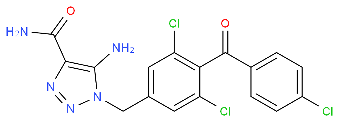 5-amino-1-{[3,5-dichloro-4-(4-chlorobenzoyl)phenyl]methyl}-1H-1,2,3-triazole-4-carboxamide_分子结构_CAS_99519-84-3