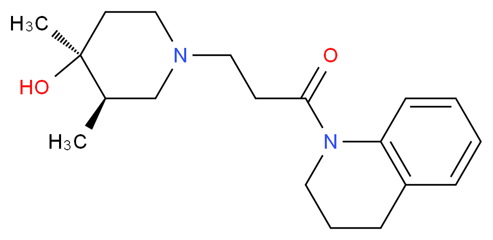 (3R*,4S*)-1-[3-(3,4-dihydro-1(2H)-quinolinyl)-3-oxopropyl]-3,4-dimethyl-4-piperidinol_分子结构_CAS_)