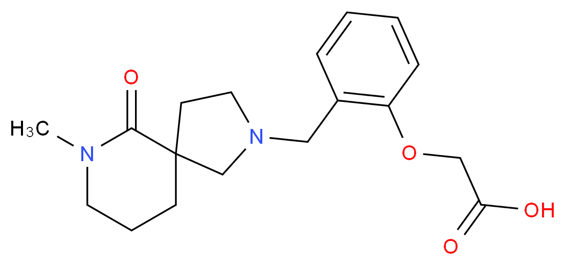 {2-[(7-methyl-6-oxo-2,7-diazaspiro[4.5]dec-2-yl)methyl]phenoxy}acetic acid_分子结构_CAS_)