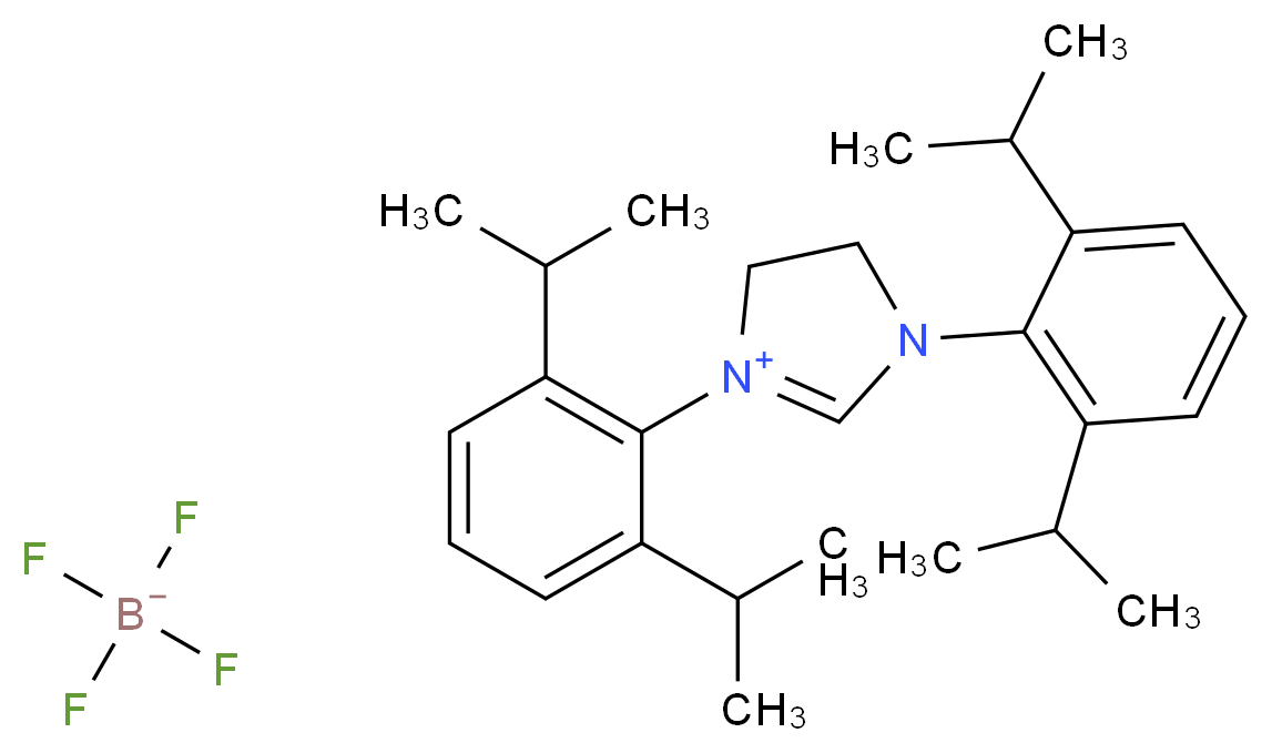 1,3-bis[2,6-bis(propan-2-yl)phenyl]-4,5-dihydro-3H-1λ<sup>5</sup>-imidazol-1-ylium; tetrafluoroboranuide_分子结构_CAS_282109-83-5