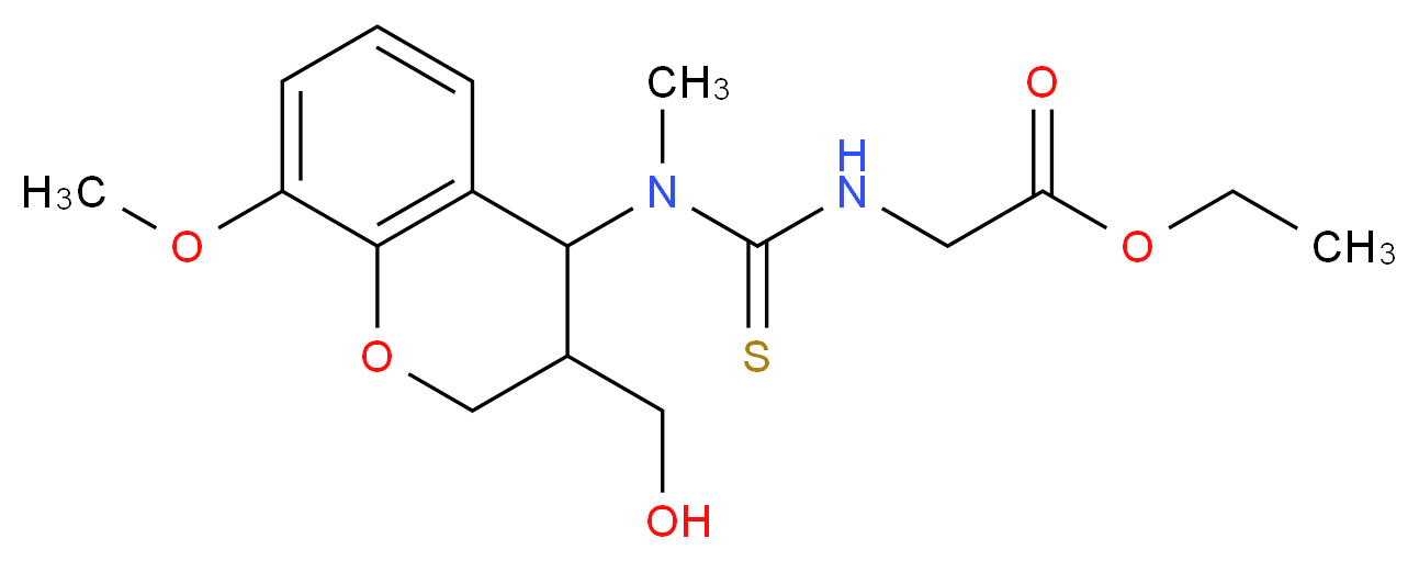 Ethyl 2-({[[3-(hydroxymethyl)-8-methoxy-3,4-dihydr o-2H-chromen-4-yl](methyl)amino]carbothioyl} amino_分子结构_CAS_)