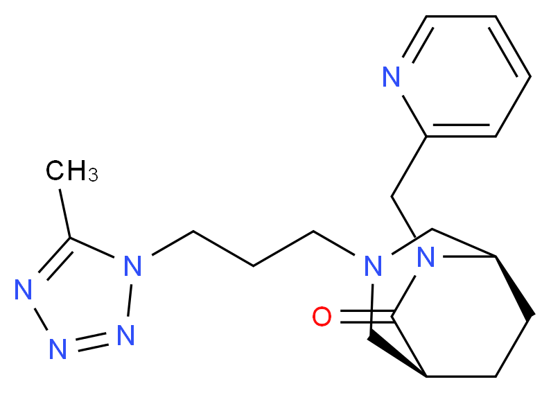 (1S*,5R*)-3-[3-(5-methyl-1H-tetrazol-1-yl)propyl]-6-(2-pyridinylmethyl)-3,6-diazabicyclo[3.2.2]nonan-7-one_分子结构_CAS_)