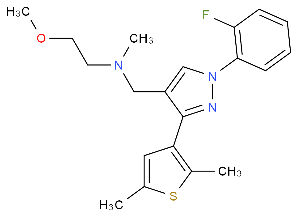N-{[3-(2,5-dimethyl-3-thienyl)-1-(2-fluorophenyl)-1H-pyrazol-4-yl]methyl}-2-methoxy-N-methylethanamine_分子结构_CAS_)
