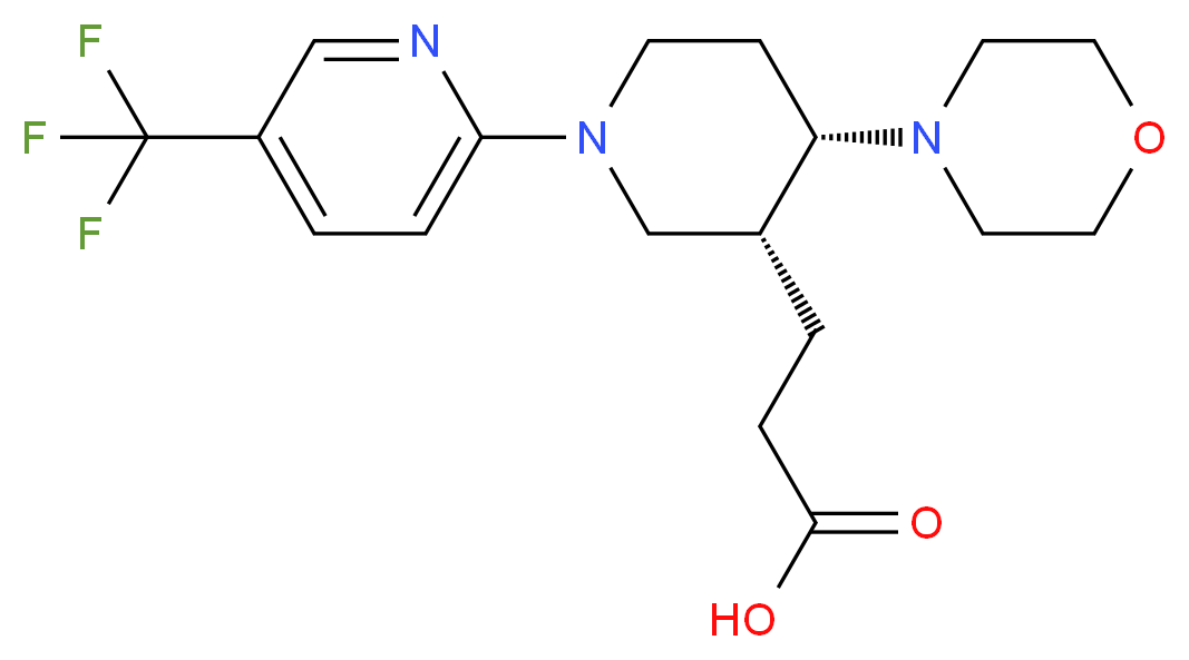 3-{(3R*,4S*)-4-morpholin-4-yl-1-[5-(trifluoromethyl)pyridin-2-yl]piperidin-3-yl}propanoic acid_分子结构_CAS_)