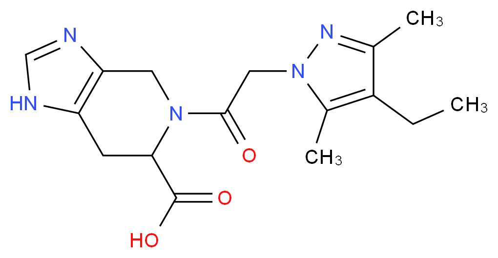 5-[(4-ethyl-3,5-dimethyl-1H-pyrazol-1-yl)acetyl]-4,5,6,7-tetrahydro-1H-imidazo[4,5-c]pyridine-6-carboxylic acid_分子结构_CAS_)