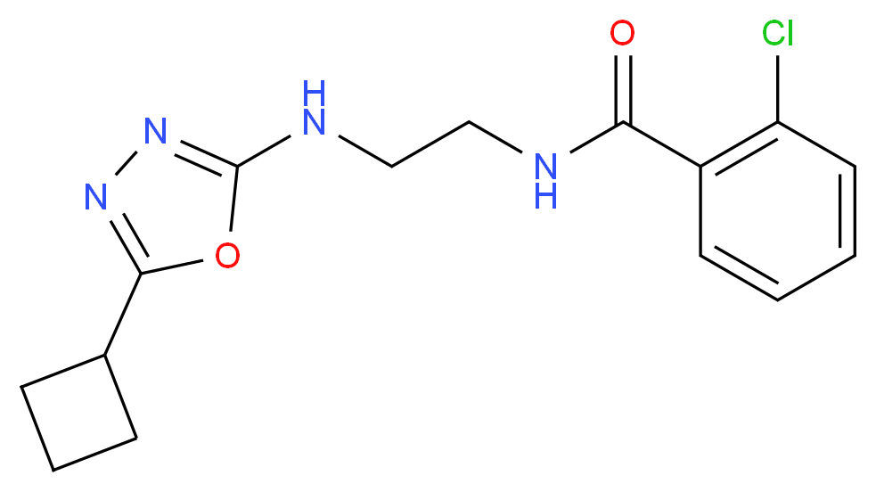 2-chloro-N-{2-[(5-cyclobutyl-1,3,4-oxadiazol-2-yl)amino]ethyl}benzamide_分子结构_CAS_)