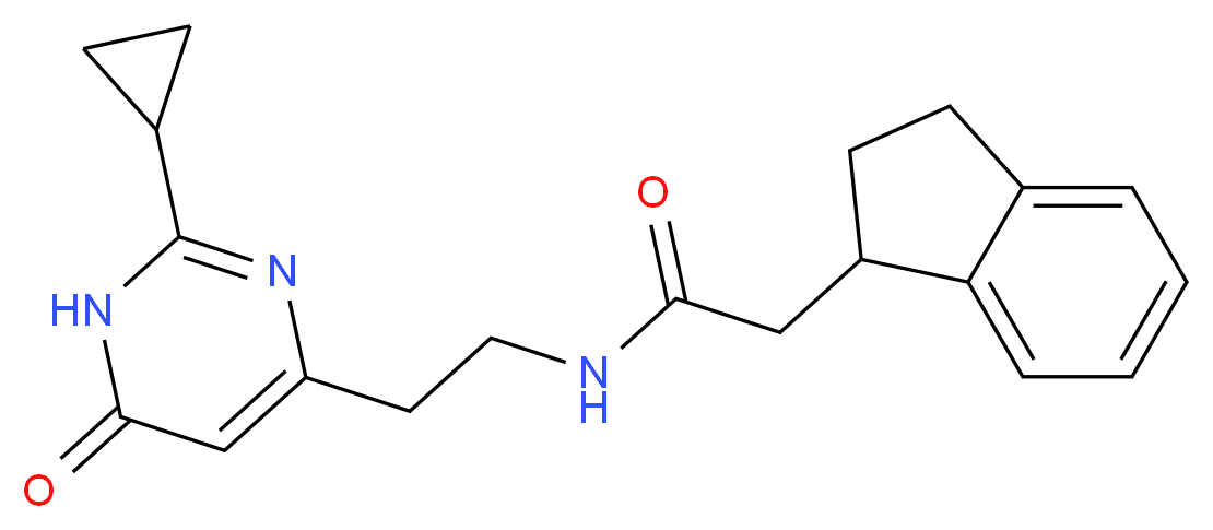 N-[2-(2-cyclopropyl-6-oxo-1,6-dihydropyrimidin-4-yl)ethyl]-2-(2,3-dihydro-1H-inden-1-yl)acetamide_分子结构_CAS_)