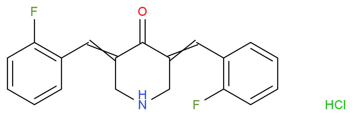 3,5-bis[(2-fluorophenyl)methylidene]piperidin-4-one hydrochloride_分子结构_CAS_342808-40-6