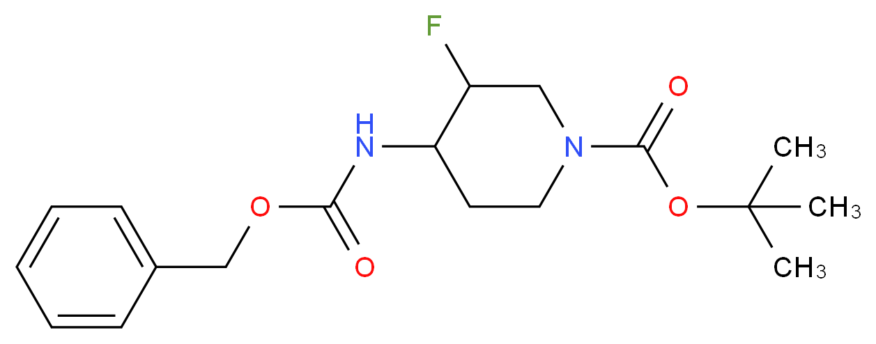 TERT-BUTYL 4-(BENZYLOXYCARBONYLAMINO)-3-FLUOROPIPERIDINE-1-CARBOXYLATE_分子结构_CAS_934536-11-5)