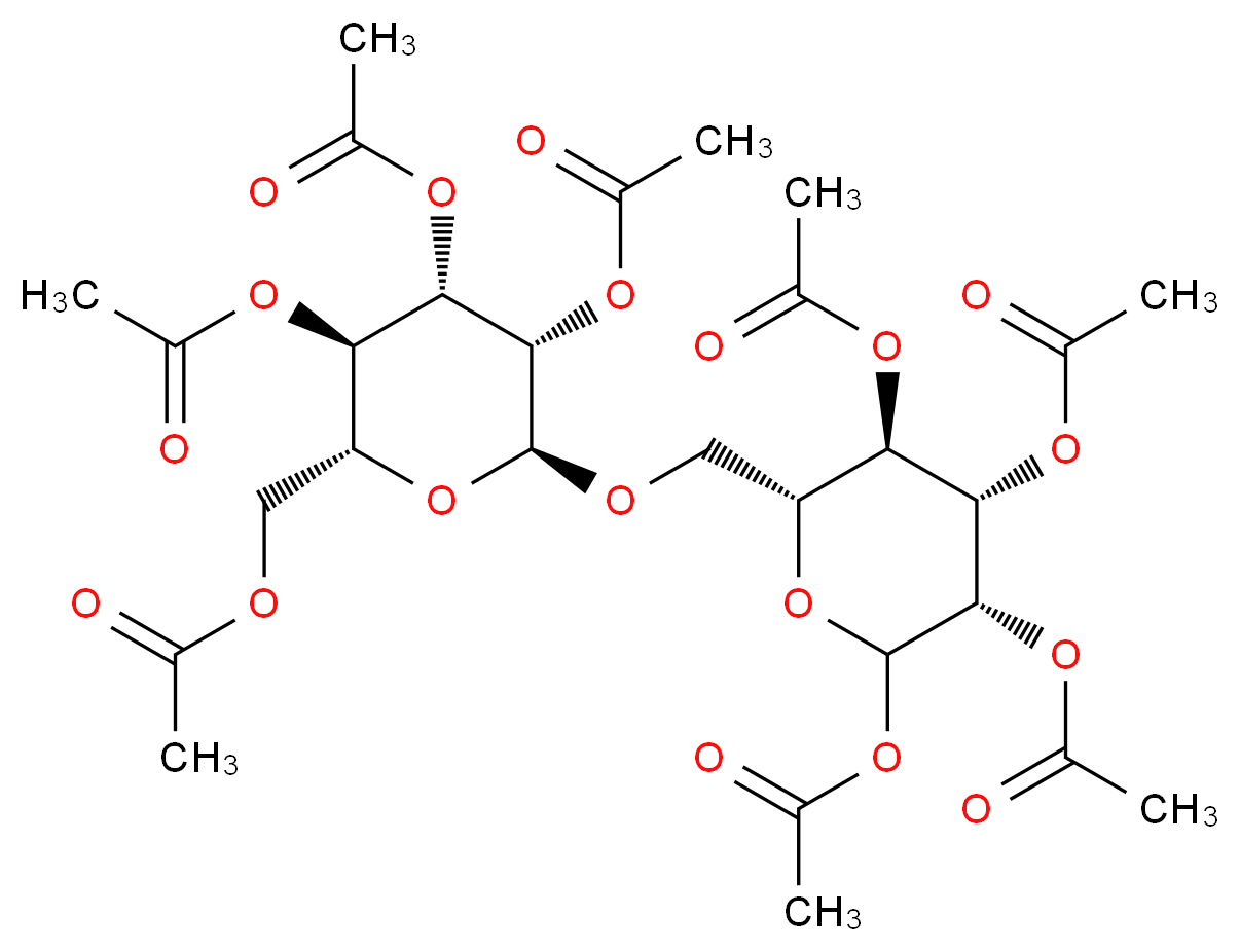 [(2R,3R,4S,5S,6S)-3,4,5-tris(acetyloxy)-6-{[(2R,3R,4S,5S)-3,4,5,6-tetrakis(acetyloxy)oxan-2-yl]methoxy}oxan-2-yl]methyl acetate_分子结构_CAS_123809-60-9