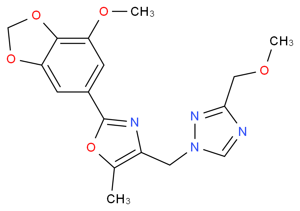 1-{[2-(7-methoxy-1,3-benzodioxol-5-yl)-5-methyl-1,3-oxazol-4-yl]methyl}-3-(methoxymethyl)-1H-1,2,4-triazole_分子结构_CAS_)