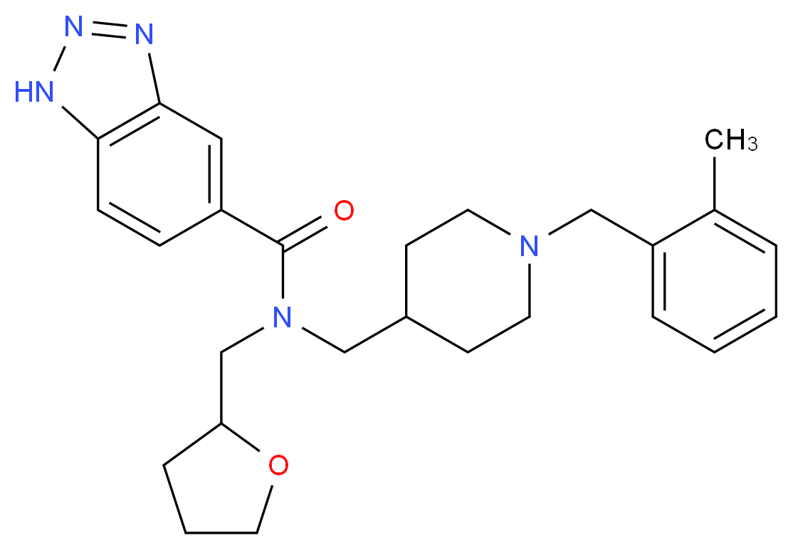 N-{[1-(2-methylbenzyl)-4-piperidinyl]methyl}-N-(tetrahydro-2-furanylmethyl)-1H-1,2,3-benzotriazole-5-carboxamide_分子结构_CAS_)
