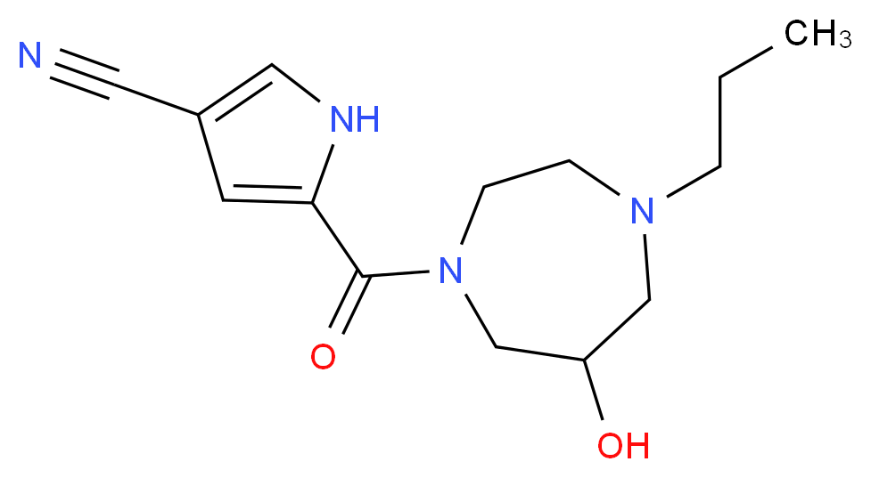 5-[(6-hydroxy-4-propyl-1,4-diazepan-1-yl)carbonyl]-1H-pyrrole-3-carbonitrile_分子结构_CAS_)