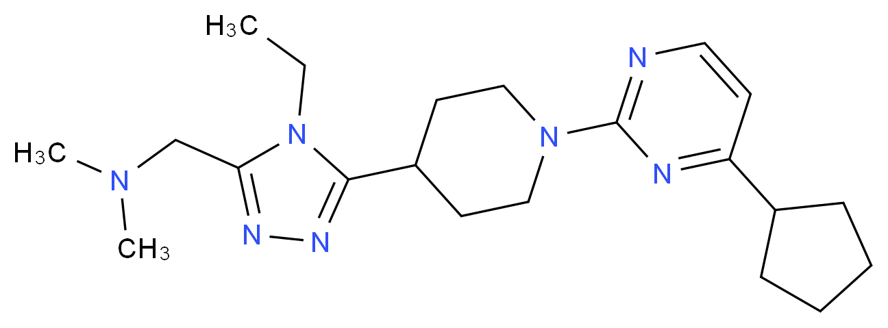 ({5-[1-(4-cyclopentylpyrimidin-2-yl)piperidin-4-yl]-4-ethyl-4H-1,2,4-triazol-3-yl}methyl)dimethylamine_分子结构_CAS_)