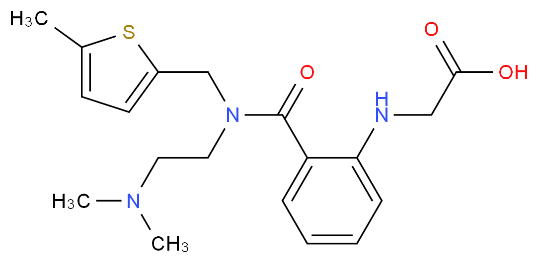 {[2-({[2-(dimethylamino)ethyl][(5-methyl-2-thienyl)methyl]amino}carbonyl)phenyl]amino}acetic acid_分子结构_CAS_)