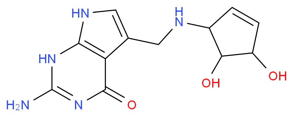 2-amino-5-{[(4,5-dihydroxycyclopent-2-en-1-yl)amino]methyl}-1H,4H,7H-pyrrolo[2,3-d]pyrimidin-4-one_分子结构_CAS_72496-59-4