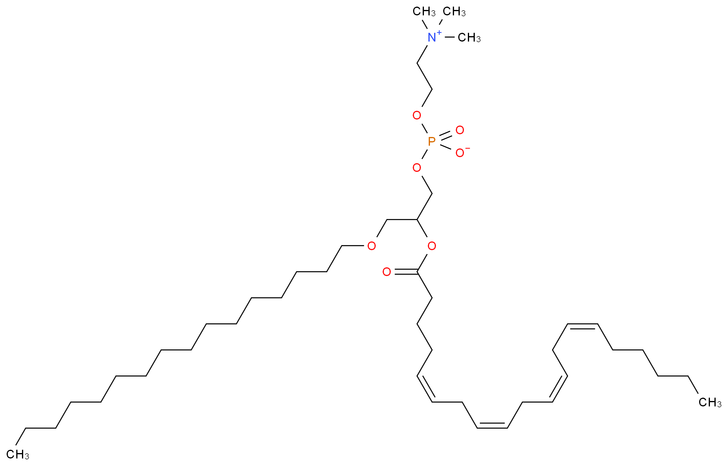 (2-{[3-(hexadecyloxy)-2-[(5Z,8Z,11Z,14Z)-icosa-5,8,11,14-tetraenoyloxy]propyl phosphonato]oxy}ethyl)trimethylazanium_分子结构_CAS_86288-11-1