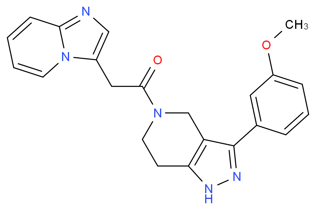 5-(imidazo[1,2-a]pyridin-3-ylacetyl)-3-(3-methoxyphenyl)-4,5,6,7-tetrahydro-1H-pyrazolo[4,3-c]pyridine_分子结构_CAS_)