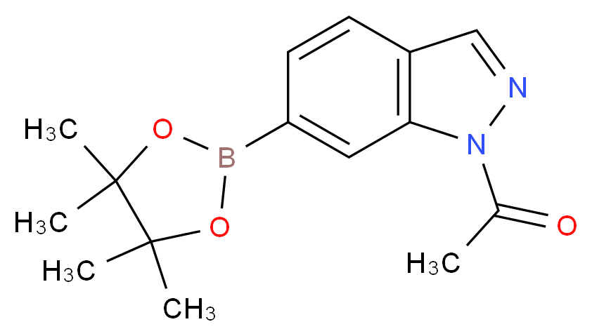 1-[6-(tetramethyl-1,3,2-dioxaborolan-2-yl)-1H-indazol-1-yl]ethan-1-one_分子结构_CAS_1256359-07-5