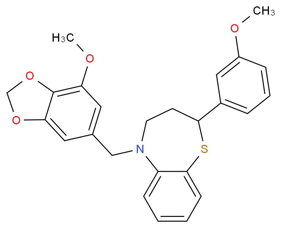 5-[(7-methoxy-1,3-benzodioxol-5-yl)methyl]-2-(3-methoxyphenyl)-2,3,4,5-tetrahydro-1,5-benzothiazepine_分子结构_CAS_)