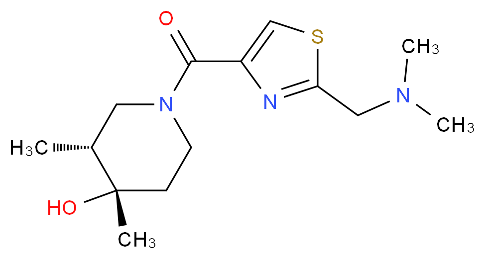 (3R*,4S*)-1-({2-[(dimethylamino)methyl]-1,3-thiazol-4-yl}carbonyl)-3,4-dimethyl-4-piperidinol_分子结构_CAS_)