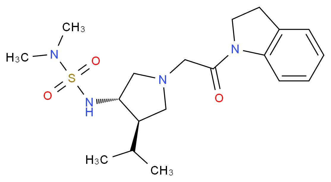 N'-{(3S*,4R*)-1-[2-(2,3-dihydro-1H-indol-1-yl)-2-oxoethyl]-4-isopropylpyrrolidin-3-yl}-N,N-dimethylsulfamide_分子结构_CAS_)