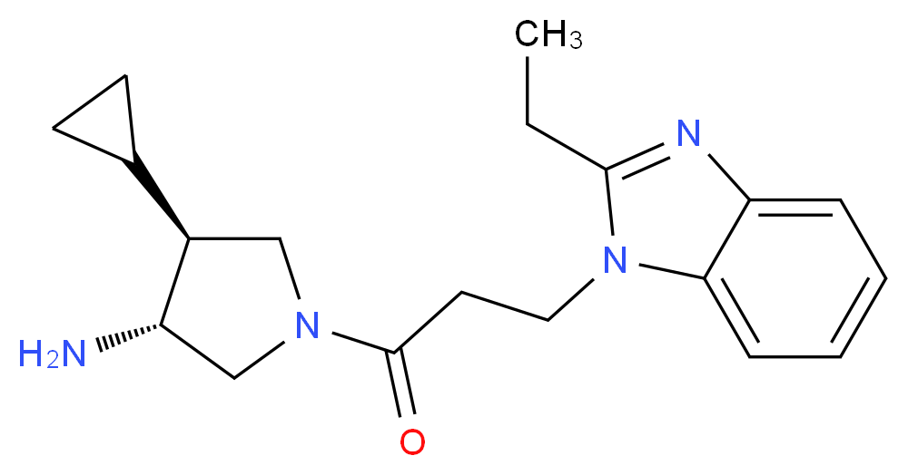 (3R*,4S*)-4-cyclopropyl-1-[3-(2-ethyl-1H-benzimidazol-1-yl)propanoyl]pyrrolidin-3-amine_分子结构_CAS_)