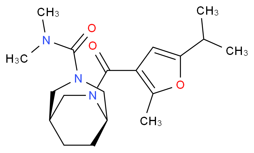 (1R*,5R*)-6-(5-isopropyl-2-methyl-3-furoyl)-N,N-dimethyl-3,6-diazabicyclo[3.2.2]nonane-3-carboxamide_分子结构_CAS_)