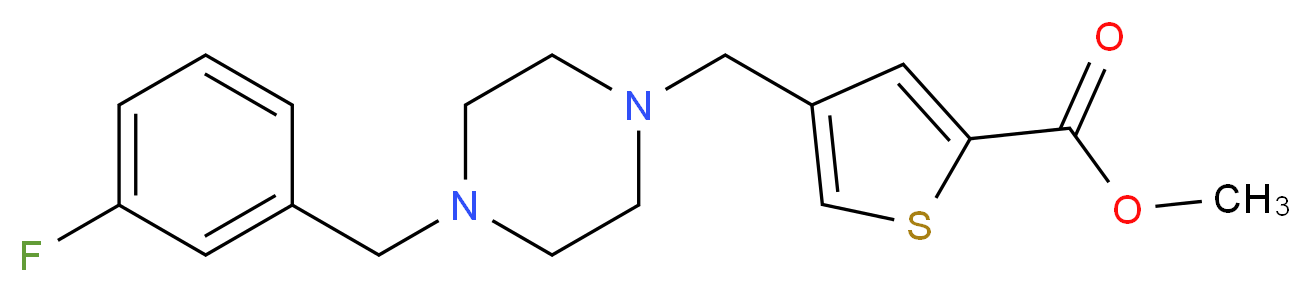 methyl 4-{[4-(3-fluorobenzyl)-1-piperazinyl]methyl}-2-thiophenecarboxylate_分子结构_CAS_)