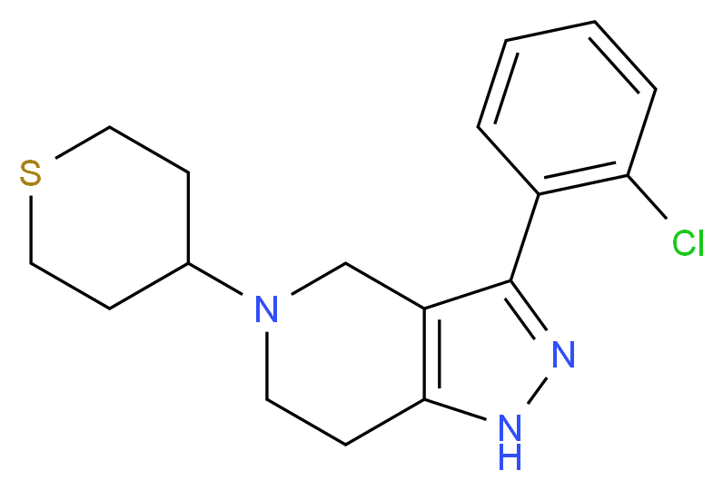 3-(2-chlorophenyl)-5-(tetrahydro-2H-thiopyran-4-yl)-4,5,6,7-tetrahydro-1H-pyrazolo[4,3-c]pyridine_分子结构_CAS_)