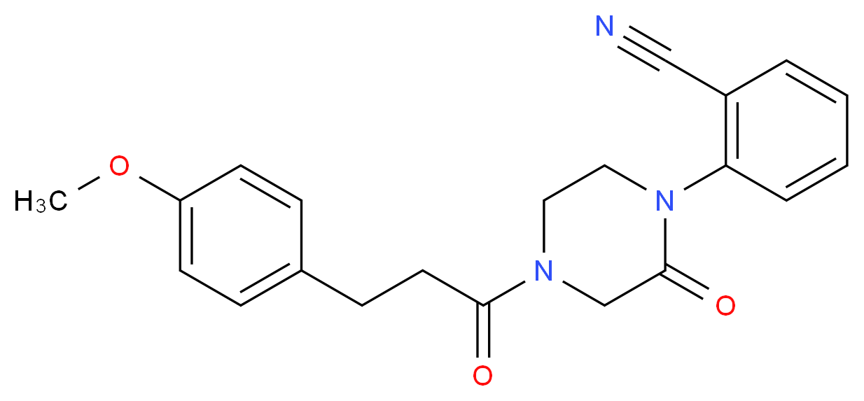 2-{4-[3-(4-methoxyphenyl)propanoyl]-2-oxo-1-piperazinyl}benzonitrile_分子结构_CAS_)