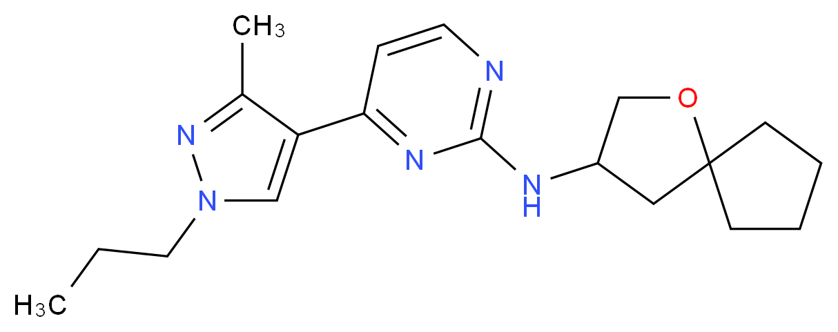 4-(3-methyl-1-propyl-1H-pyrazol-4-yl)-N-1-oxaspiro[4.4]non-3-yl-2-pyrimidinamine_分子结构_CAS_)