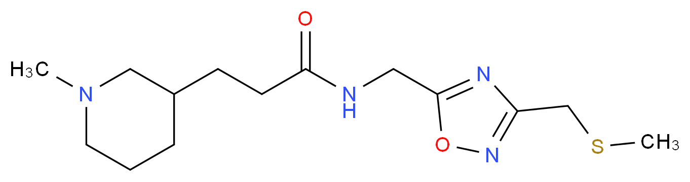 3-(1-methyl-3-piperidinyl)-N-({3-[(methylthio)methyl]-1,2,4-oxadiazol-5-yl}methyl)propanamide_分子结构_CAS_)
