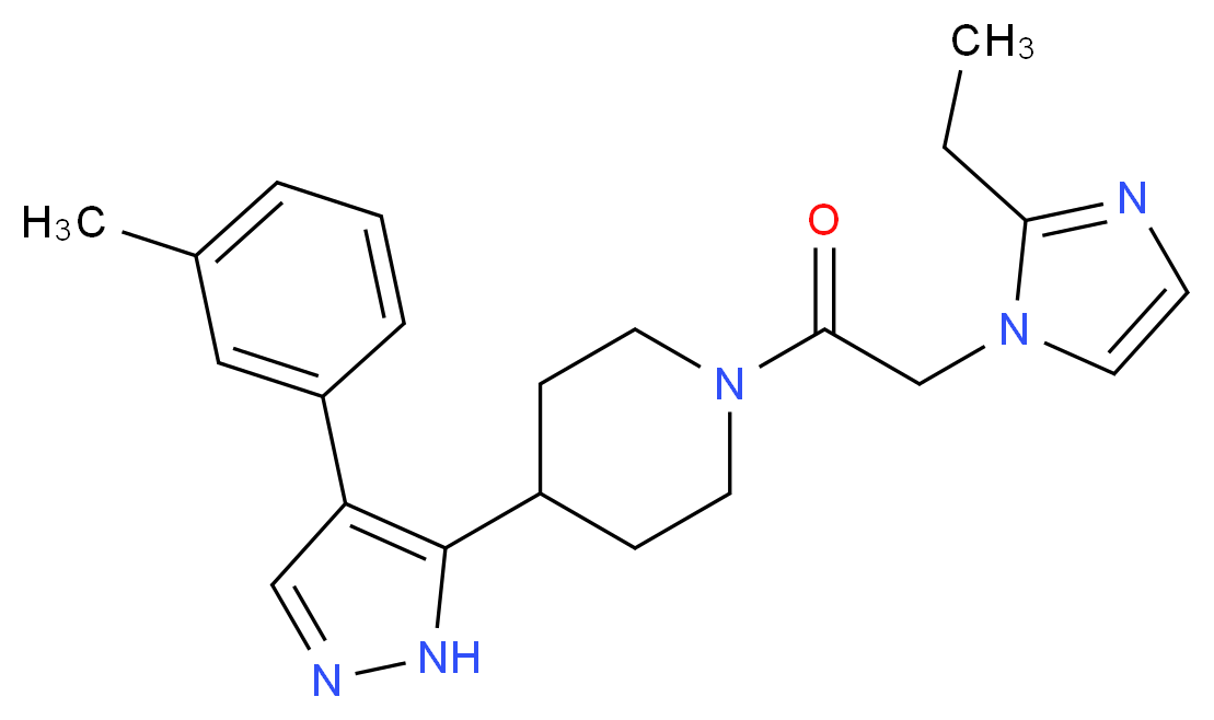 1-[(2-ethyl-1H-imidazol-1-yl)acetyl]-4-[4-(3-methylphenyl)-1H-pyrazol-5-yl]piperidine_分子结构_CAS_)