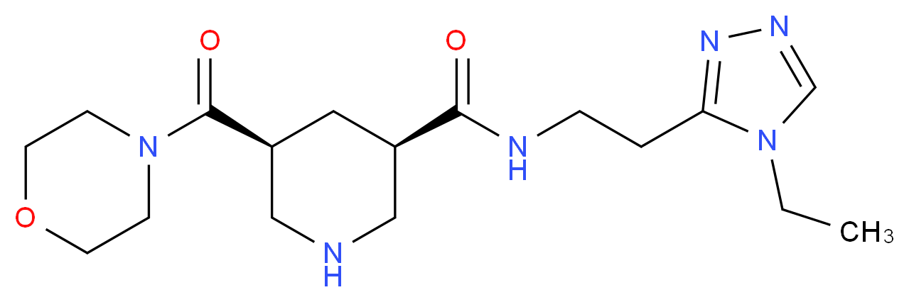 (3R*,5S*)-N-[2-(4-ethyl-4H-1,2,4-triazol-3-yl)ethyl]-5-(morpholin-4-ylcarbonyl)piperidine-3-carboxamide_分子结构_CAS_)