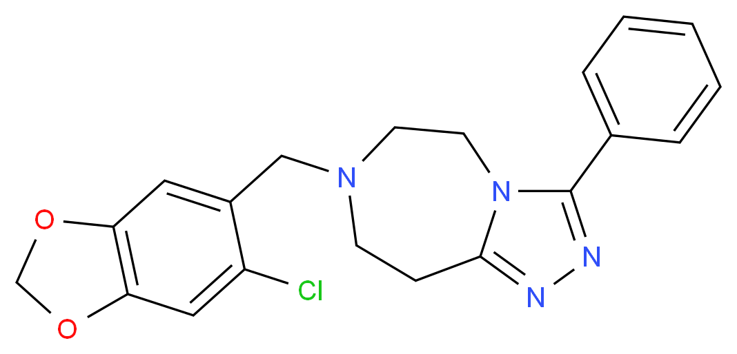 7-[(6-chloro-1,3-benzodioxol-5-yl)methyl]-3-phenyl-6,7,8,9-tetrahydro-5H-[1,2,4]triazolo[4,3-d][1,4]diazepine_分子结构_CAS_)