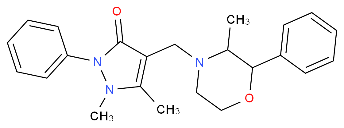 1,5-dimethyl-4-[(3-methyl-2-phenylmorpholin-4-yl)methyl]-2-phenyl-2,3-dihydro-1H-pyrazol-3-one_分子结构_CAS_6536-18-1