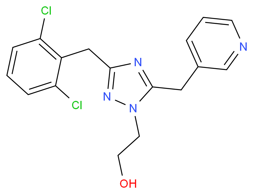 2-[3-(2,6-dichlorobenzyl)-5-(pyridin-3-ylmethyl)-1H-1,2,4-triazol-1-yl]ethanol_分子结构_CAS_)