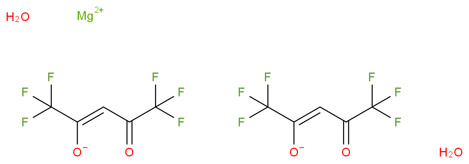 magnesium(2+) ion bis((2Z)-1,1,1,5,5,5-hexafluoro-4-oxopent-2-en-2-olate) dihydrate_分子结构_CAS_120156-45-8