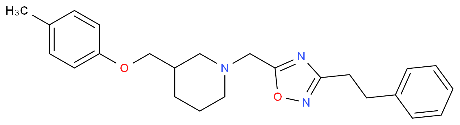 3-[(4-methylphenoxy)methyl]-1-{[3-(2-phenylethyl)-1,2,4-oxadiazol-5-yl]methyl}piperidine_分子结构_CAS_)