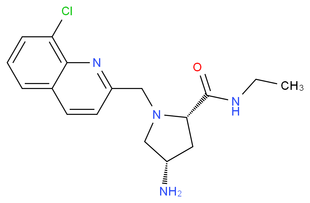 (2S,4S)-4-amino-1-[(8-chloroquinolin-2-yl)methyl]-N-ethylpyrrolidine-2-carboxamide_分子结构_CAS_)