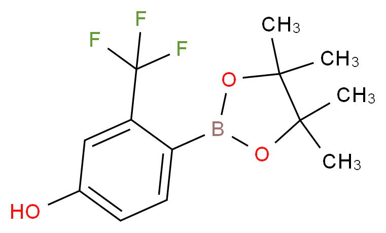 4-(tetramethyl-1,3,2-dioxaborolan-2-yl)-3-(trifluoromethyl)phenol_分子结构_CAS_1029439-76-6