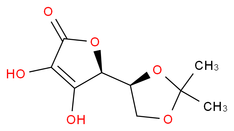 (5S)-5-[(4S)-2,2-dimethyl-1,3-dioxolan-4-yl]-3,4-dihydroxy-2,5-dihydrofuran-2-one_分子结构_CAS_15042-01-0