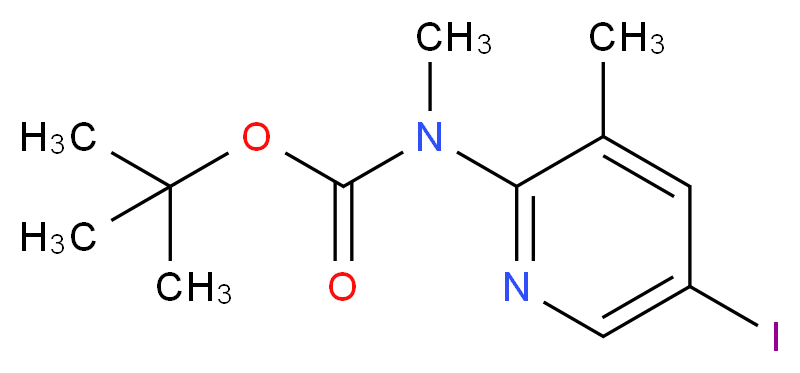 2-(N-Boc-甲胺基)-5-碘-3-甲基吡啶_分子结构_CAS_942206-08-8)