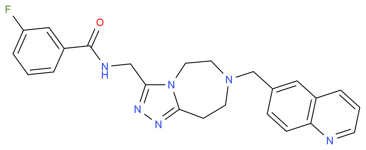 3-fluoro-N-{[7-(6-quinolinylmethyl)-6,7,8,9-tetrahydro-5H-[1,2,4]triazolo[4,3-d][1,4]diazepin-3-yl]methyl}benzamide_分子结构_CAS_)
