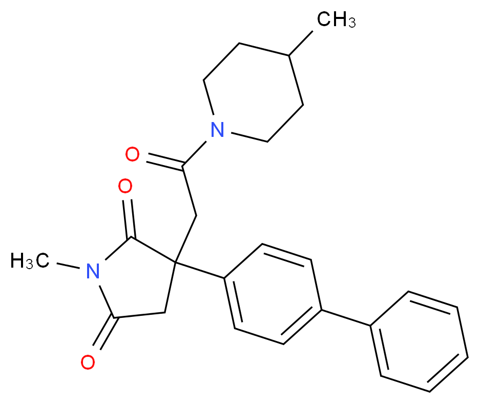 3-(4-biphenylyl)-1-methyl-3-[2-(4-methyl-1-piperidinyl)-2-oxoethyl]-2,5-pyrrolidinedione_分子结构_CAS_)