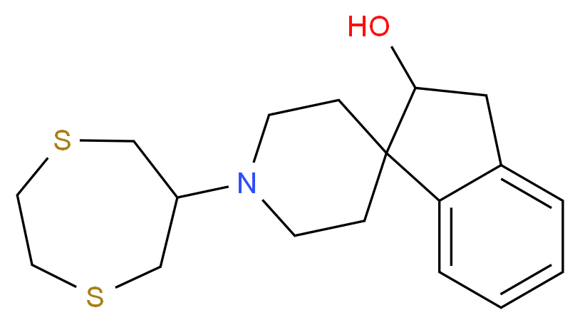 1'-(1,4-dithiepan-6-yl)-2,3-dihydrospiro[indene-1,4'-piperidin]-2-ol_分子结构_CAS_)